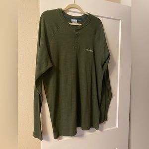 Men’s Columbia Waffle Long Sleeve Henley Olive Green XL